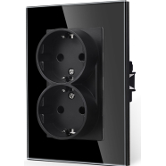 Двоен контакт за монтаж в единична конзола ЧЕРЕН