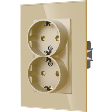 Двоен контакт-комплект за монтаж в единична конзола-ЗЛАТЕН