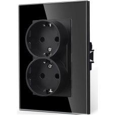 Двоен контакт  за монтаж в единична конзола ЧЕРЕН