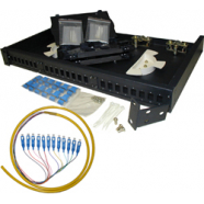 КОМПЛЕКТ - FOP-24-SC + 12 colour Pigtail Bundle Cable + 12 бр. адаптери SC - В цената са включени:1бр. FO Patch Panel 19 inch (ODF) 24-Port, 1бр. Fiber Optic Bundle Cable, 2бр. трей-касети, 12бр. адаптери SC и 24бр. термофита.